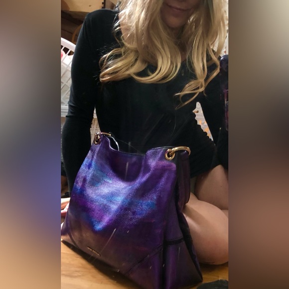 VINTAGE Michael Kors Metallic Mult Color Pebbled Leather Shoulder Bag Tote Purse - Picture 10 of 16